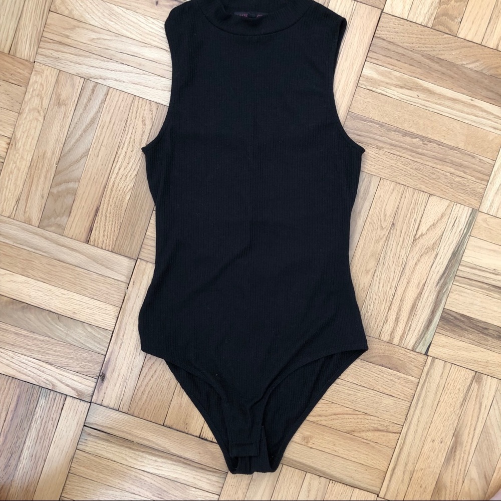 Black ribbed bodysuit- high neck
